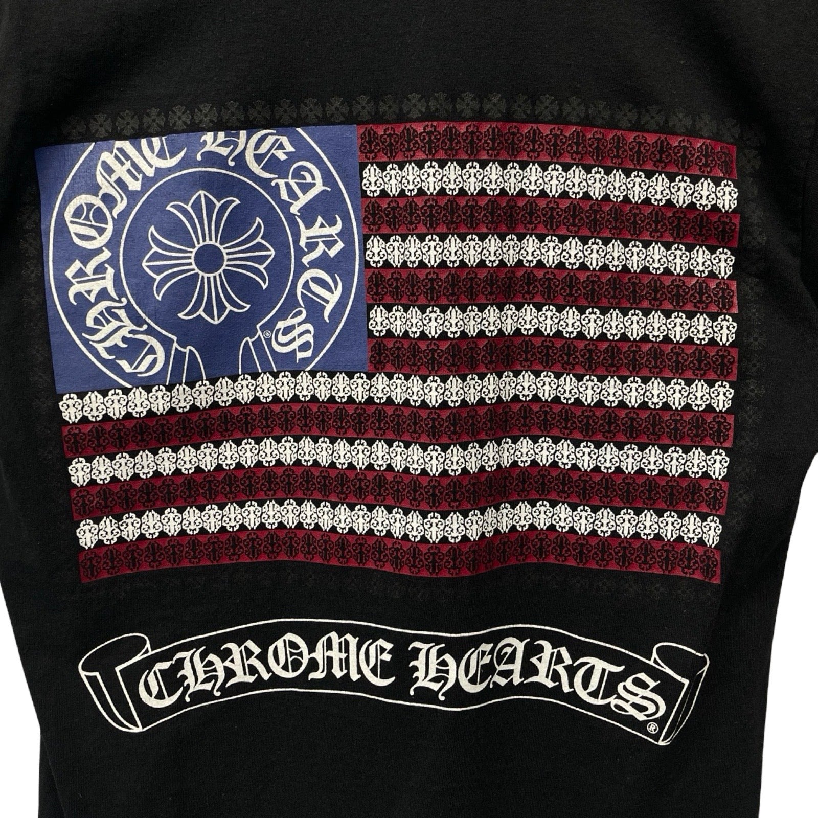 CHROME HEARTS American Flag Scroll Logo Tee Size S