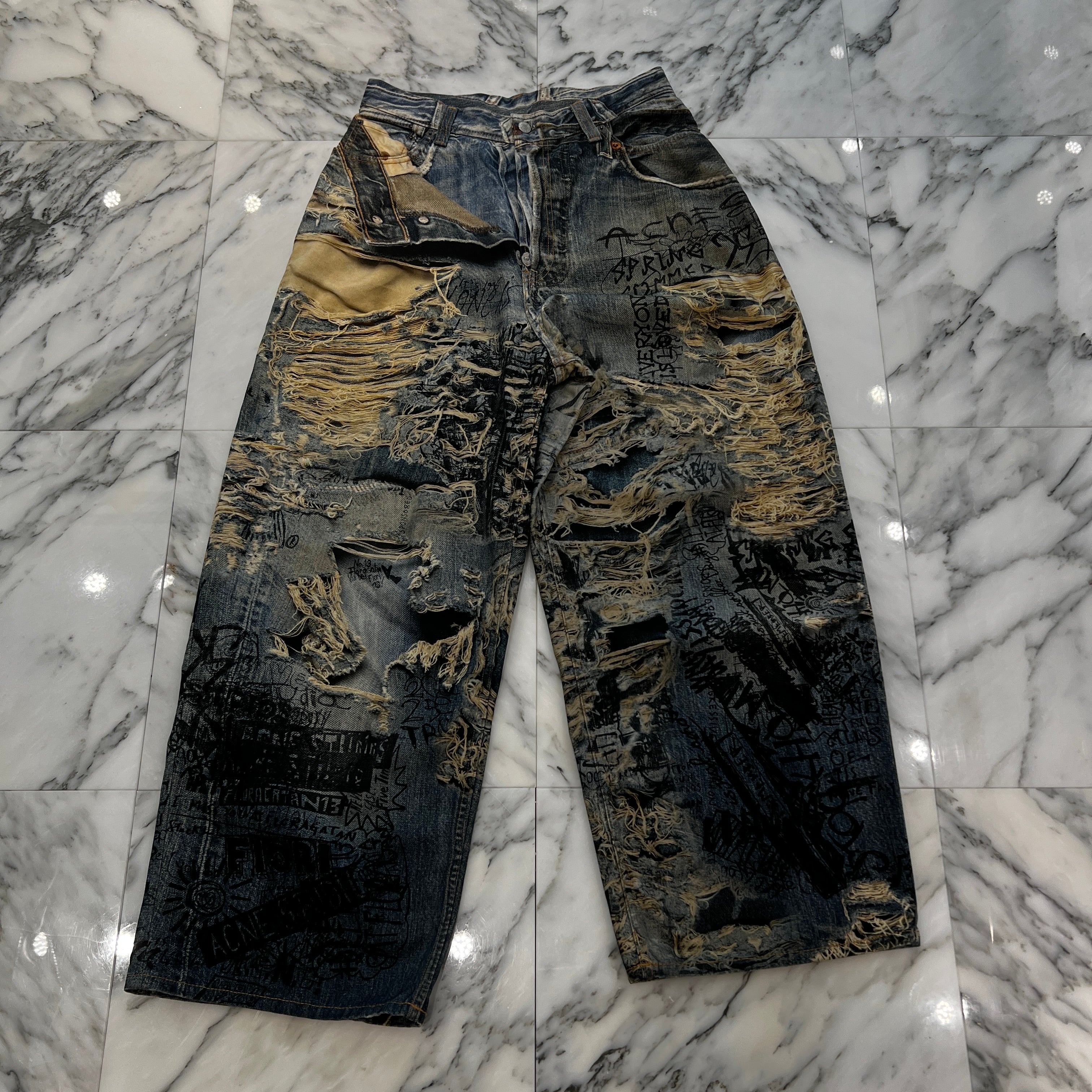 Acne Studios 2023SS 3D Printed Super Baggy Fit Jeans FN-MN-TROU001097 Size 46 アクネストゥディオス 3D プリントスーパーバギーフィットジーンズ サイズ46