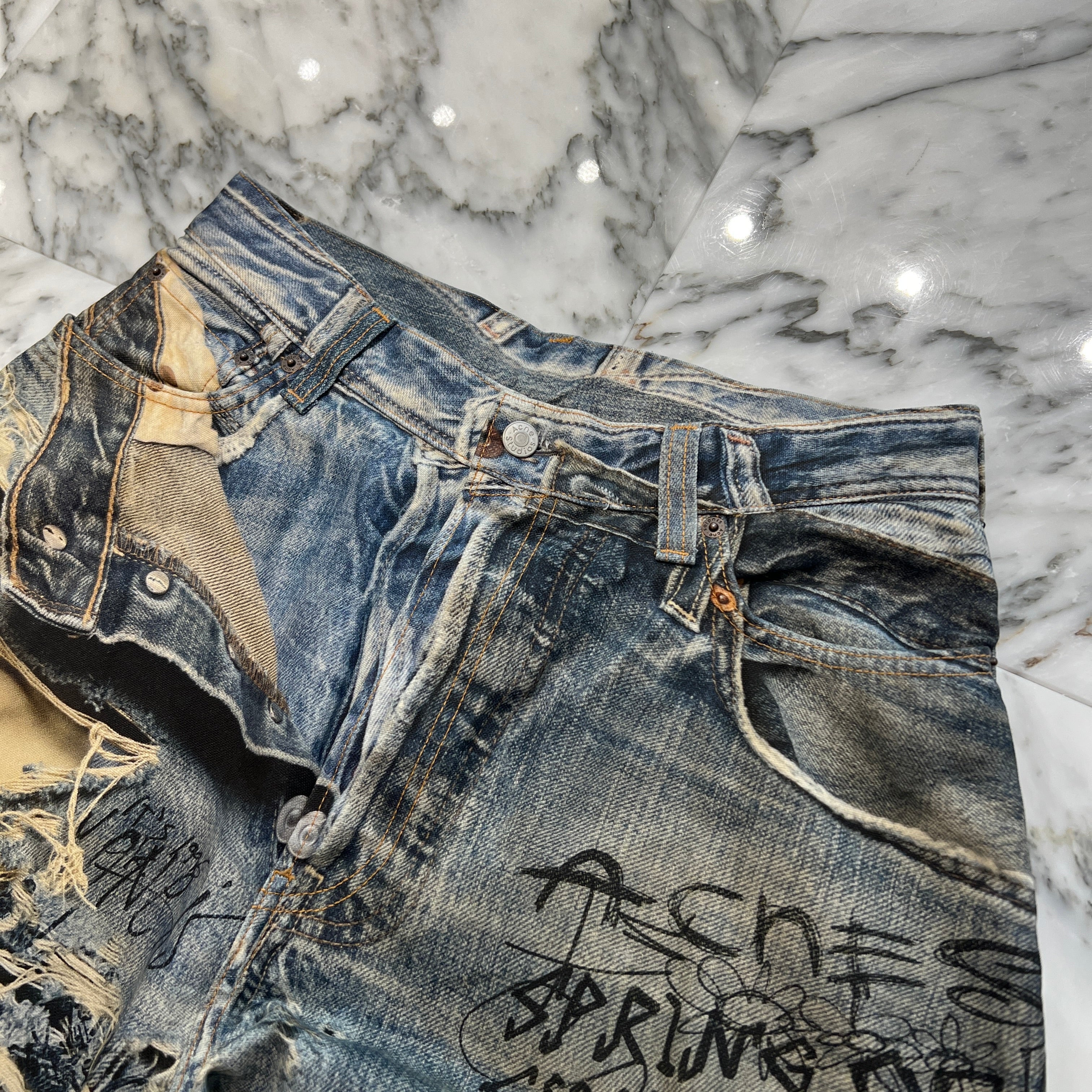 Acne Studios 2023SS 3D Printed Super Baggy Fit Jeans FN-MN-TROU001097 Size 46 アクネストゥディオス 3D プリントスーパーバギーフィットジーンズ サイズ46