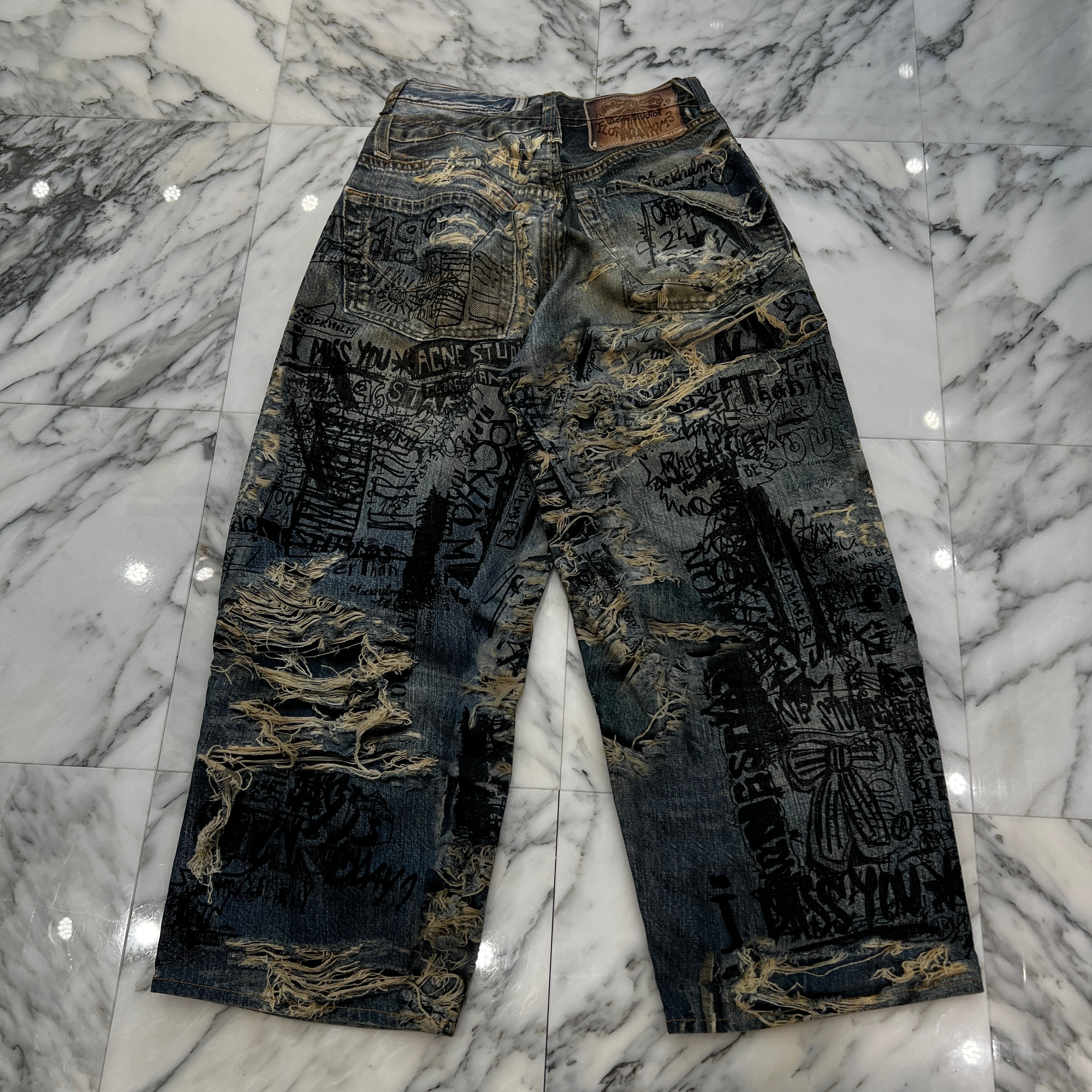 Acne Studios 2023SS 3D Printed Super Baggy Fit Jeans FN-MN-TROU001097 Size 46 アクネストゥディオス 3D プリントスーパーバギーフィットジーンズ サイズ46