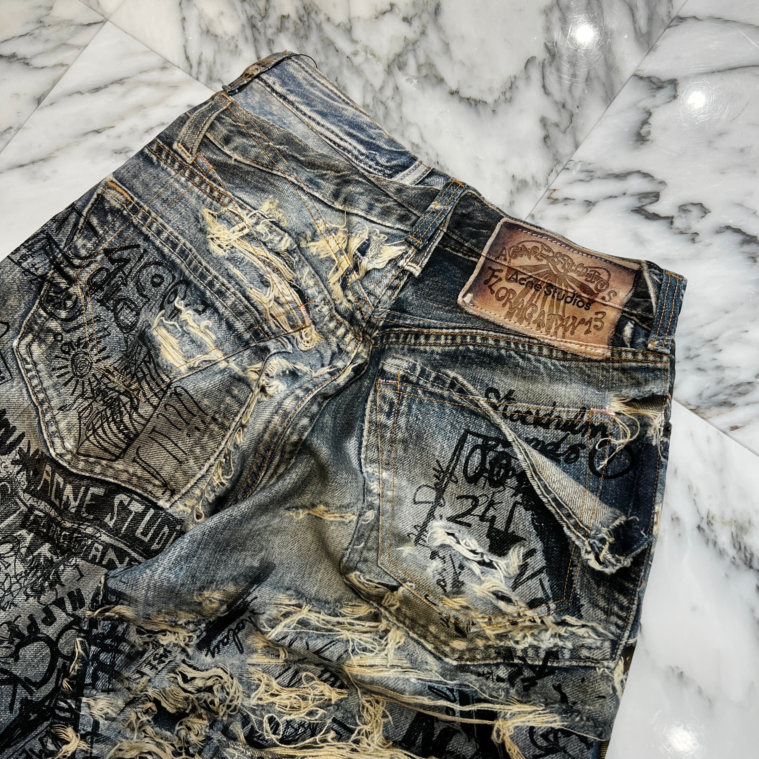 Acne Studios 2023SS 3D Printed Super Baggy Fit Jeans FN-MN-TROU001097 Size 46 アクネストゥディオス 3D プリントスーパーバギーフィットジーンズ サイズ46