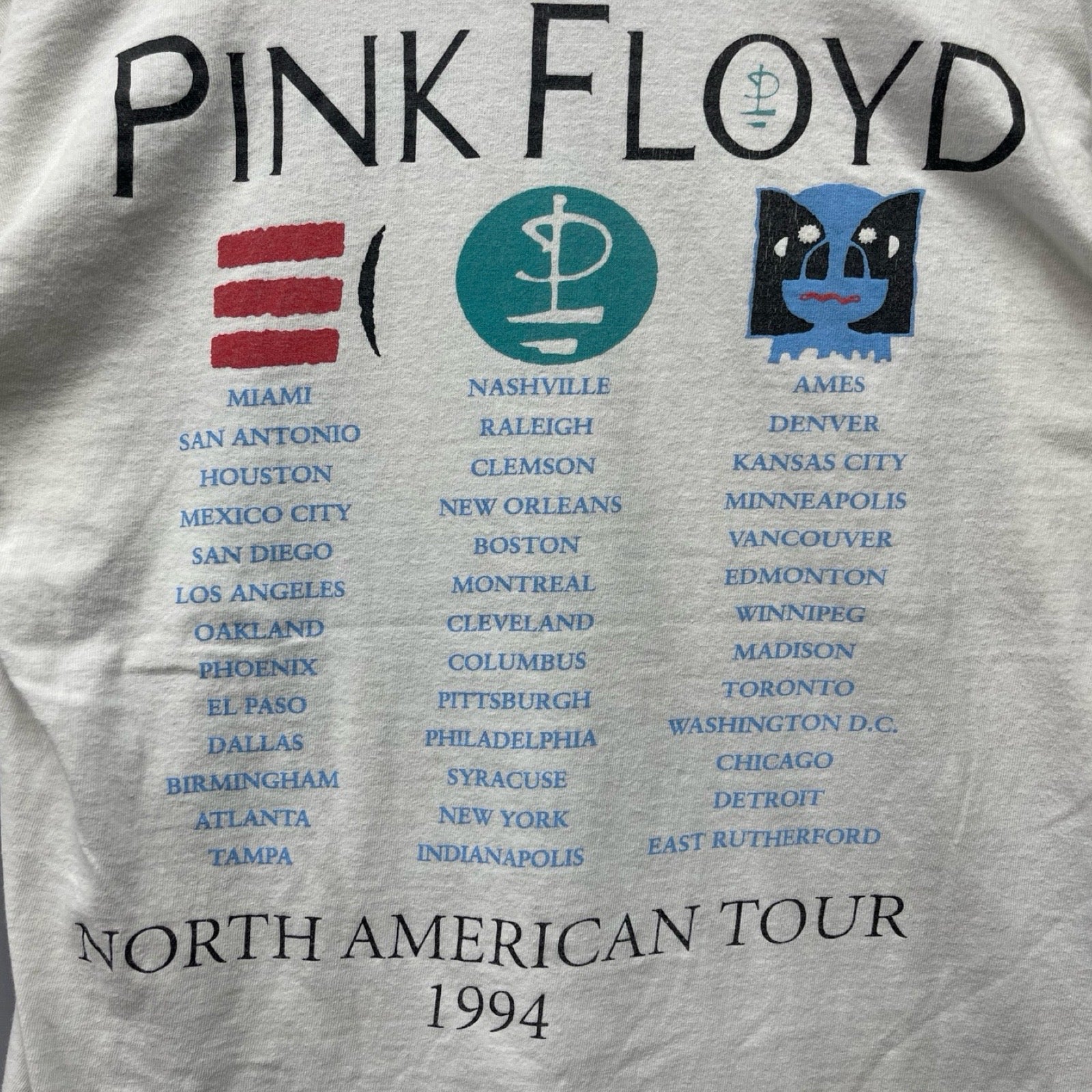 Vintage 90's PINK FLOYD North American Tour 1994 S/S Tee Size L