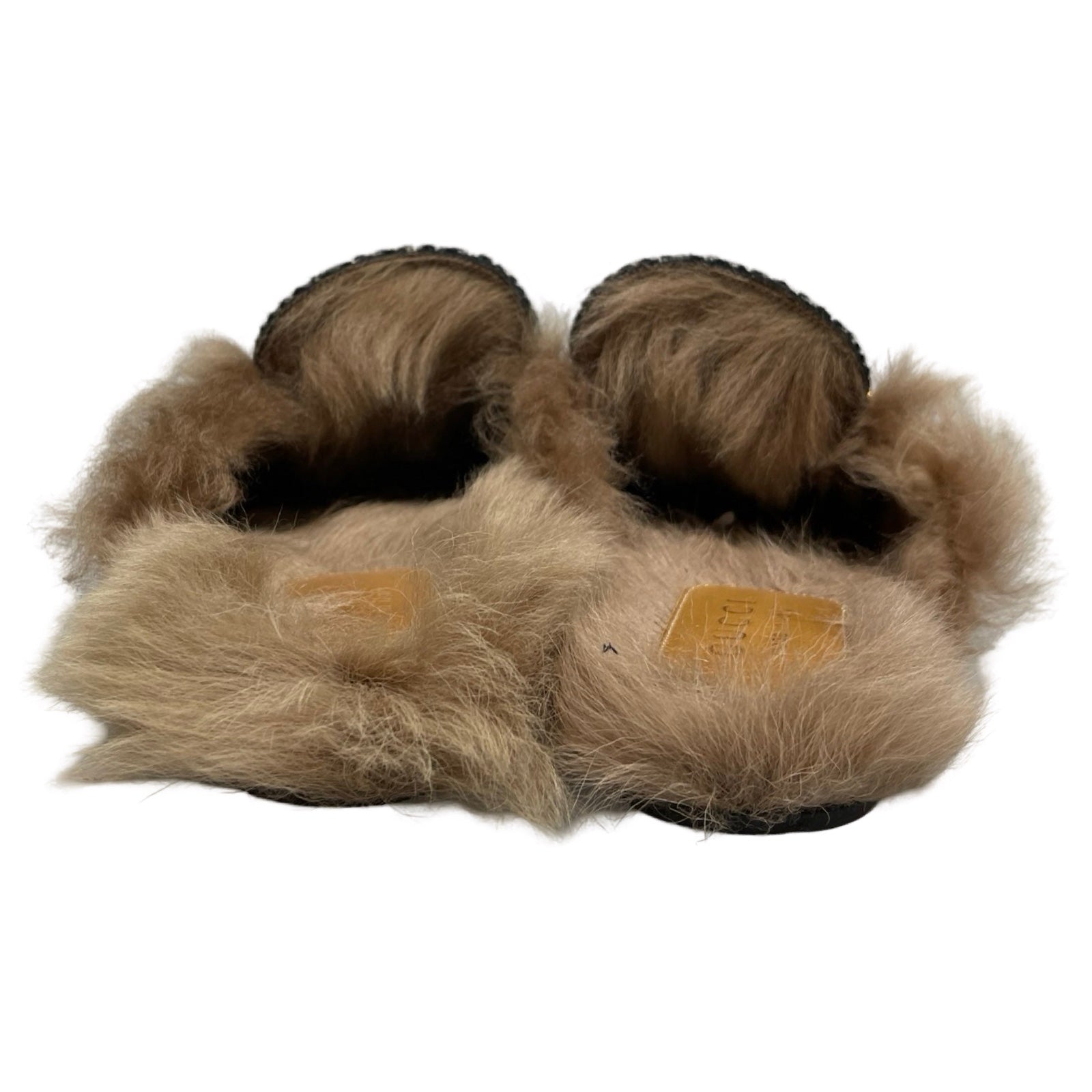 GUCCI Princetown Herringbone Fur Sandals Size 8