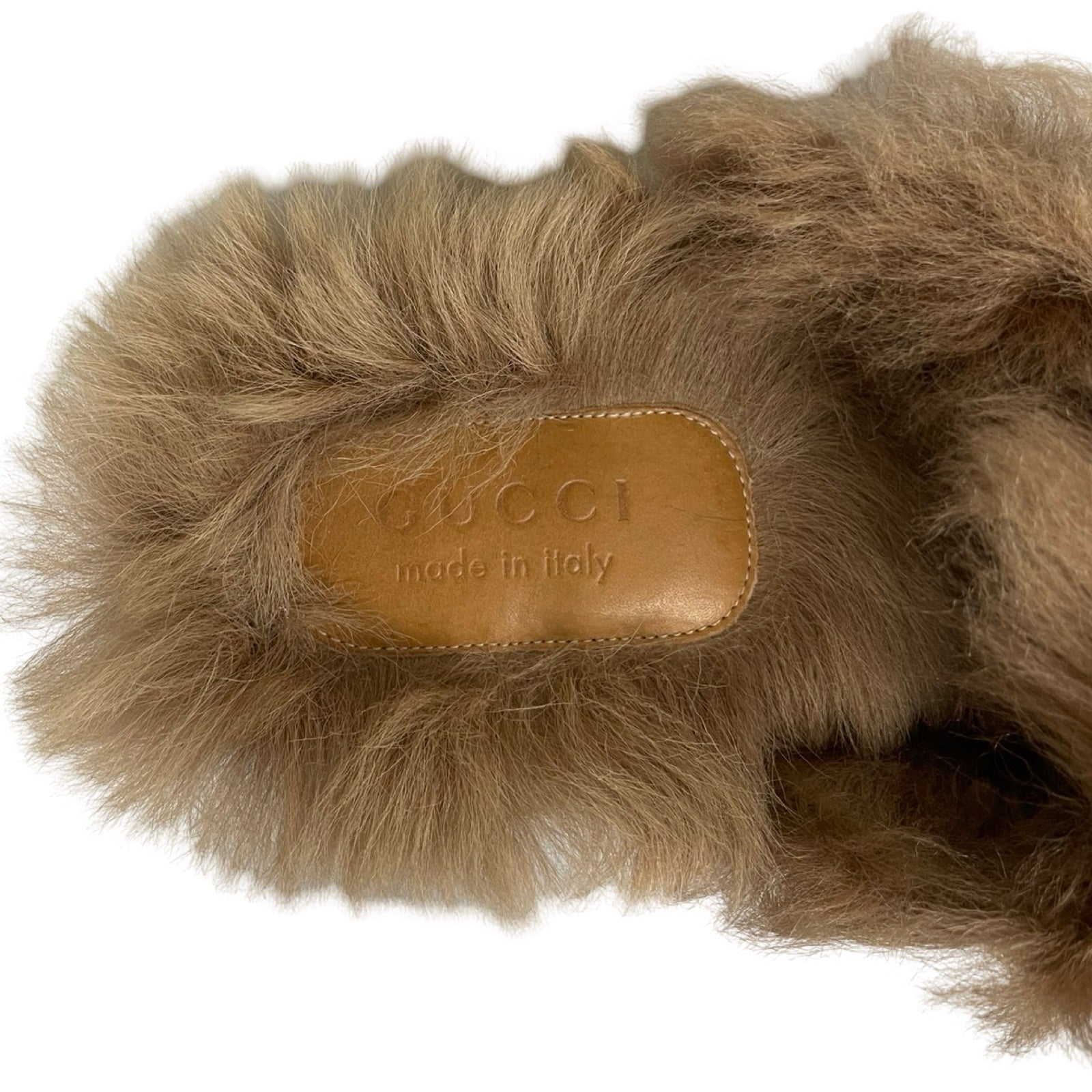 GUCCI Princetown Herringbone Fur Sandals Size 8