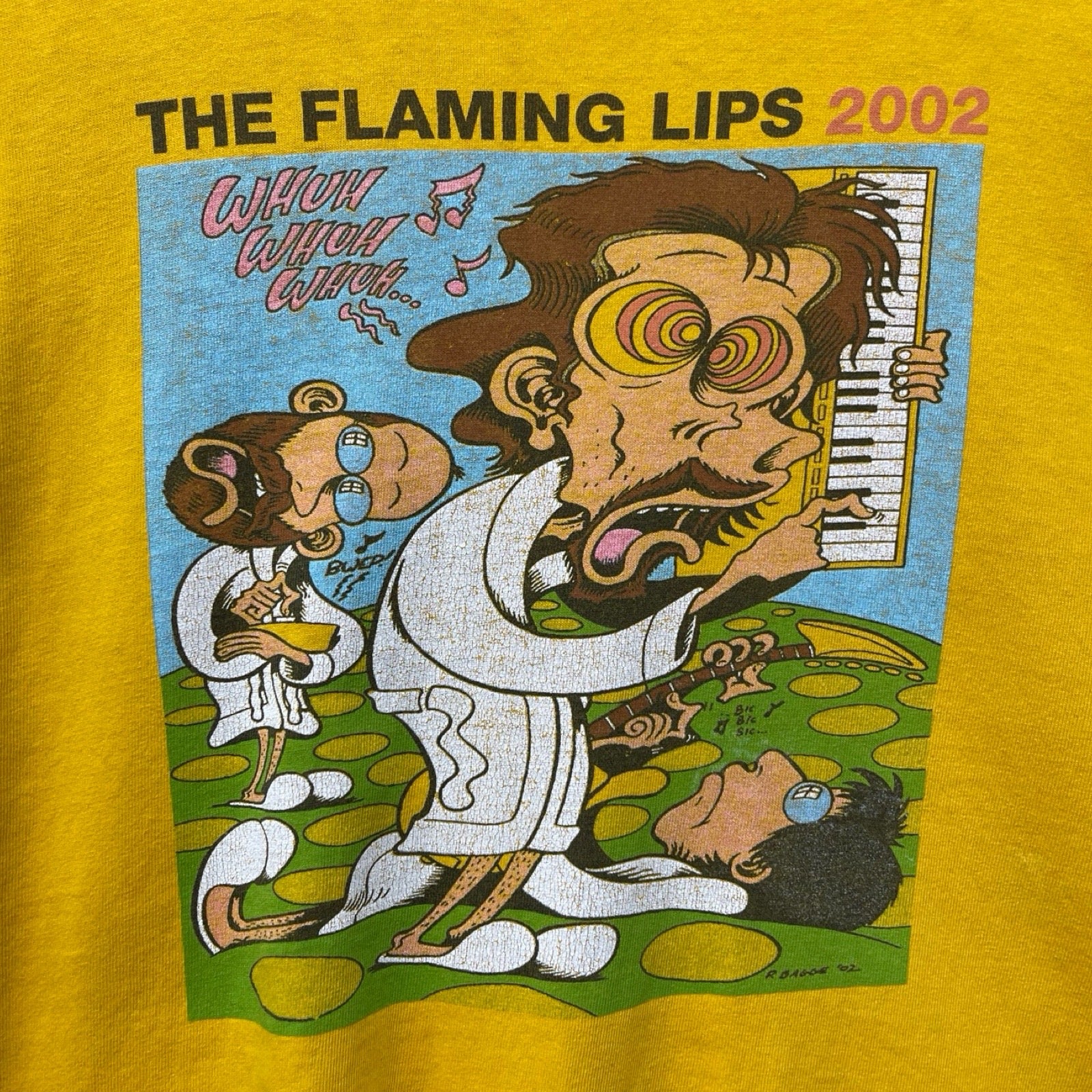 Vintage 00's The Flaming Lips 2002 Post Punk Whuh Whuh Whuh Band Promo S/S Tee Size XL