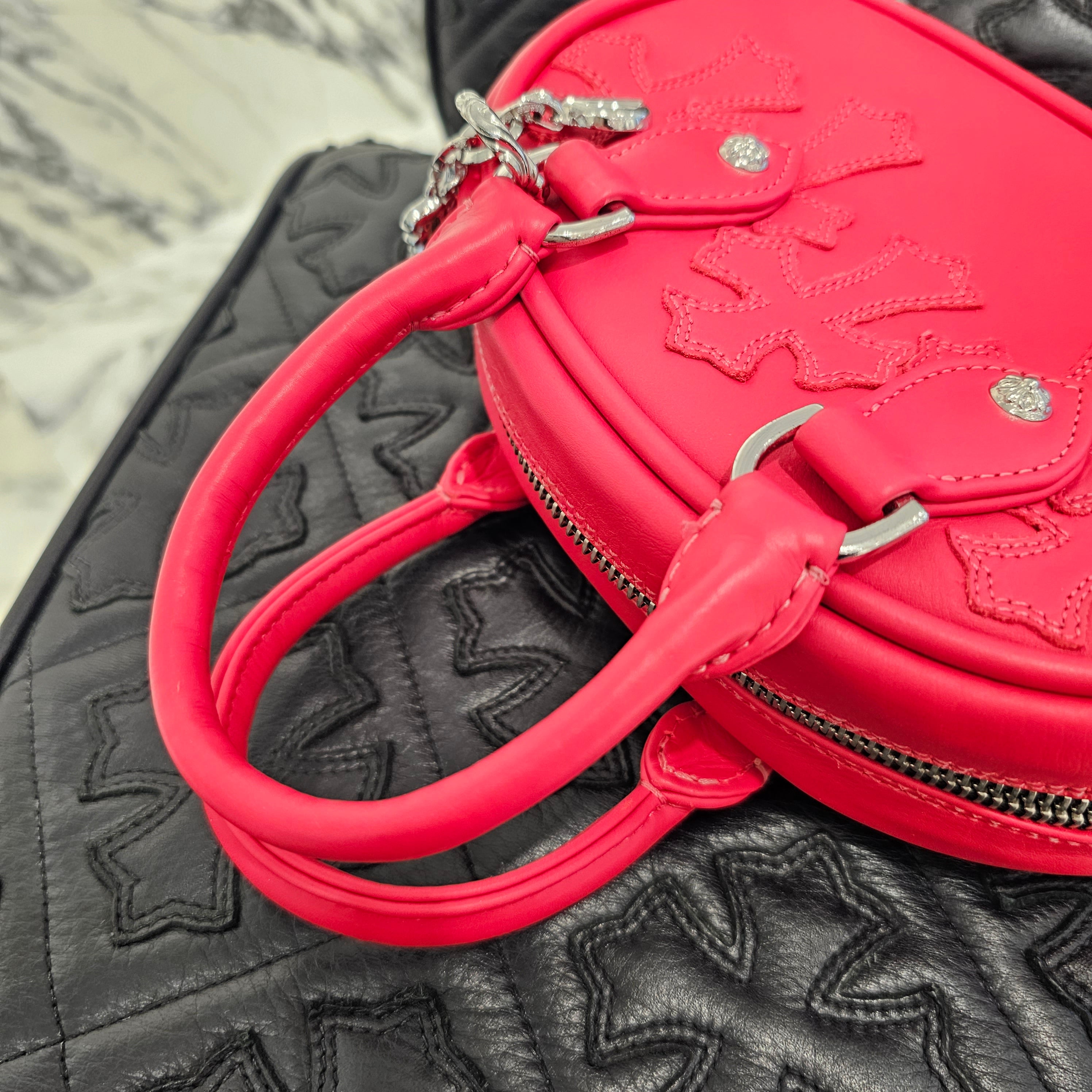 CHROME HEARTS Tiny GYM Cemetery Cross Patch Hand Bag クロムハーツ タイニーCHクロス ジムバッグ