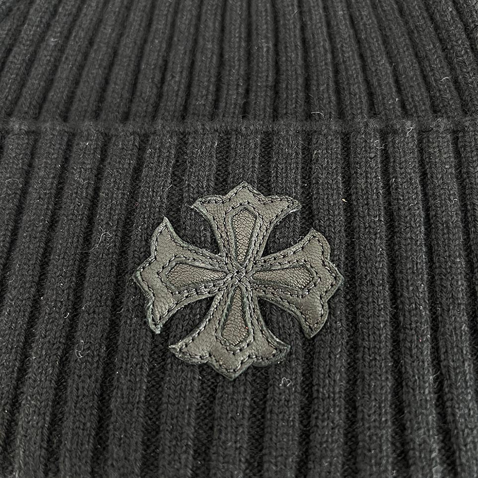 CHROME HEARTS Cashmere 1 Cross Leather Patch Beanie Size ONE SIZE (22cm) クロムハーツ カシミヤ 1 クロス レザーパッチ ビーニー サイズONE SIZE (22cm)