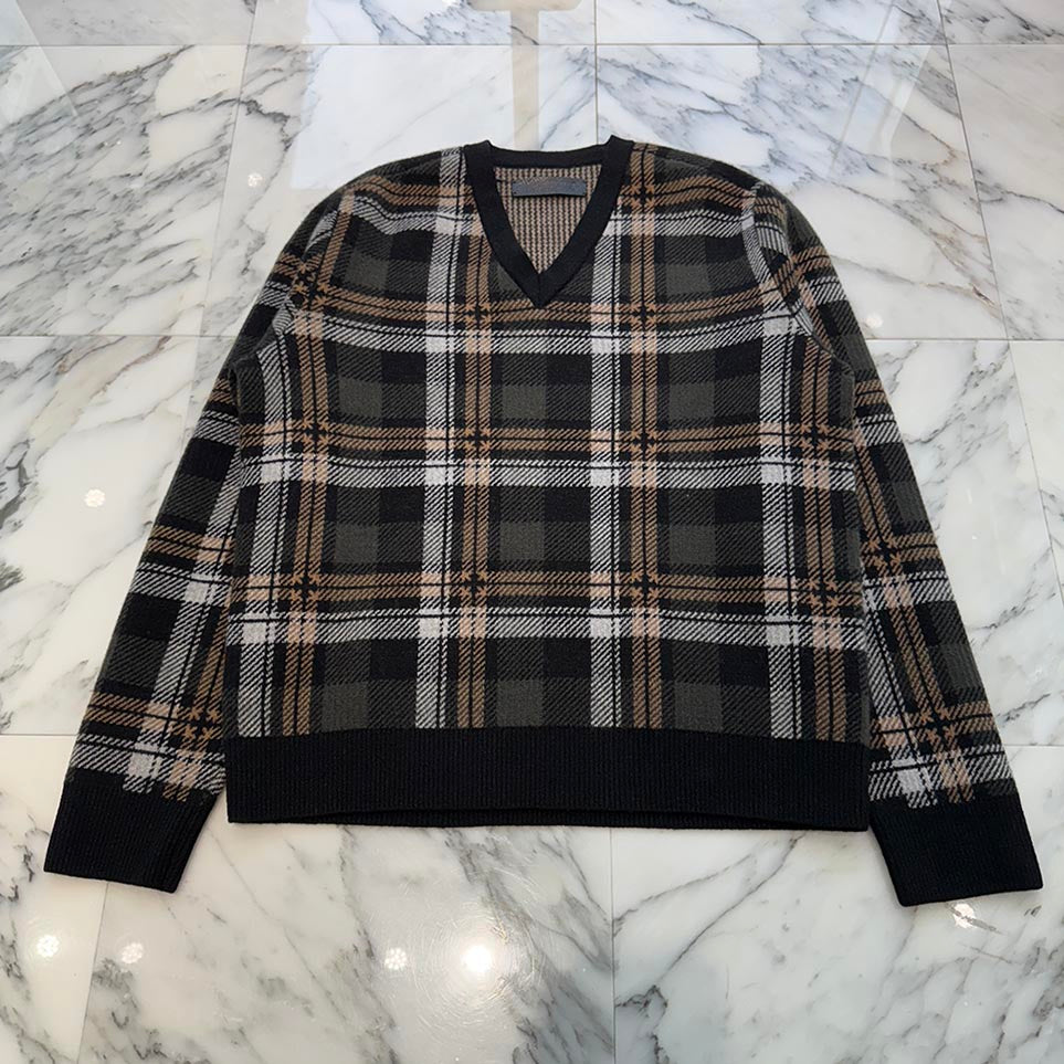CHROME HEARTS CH Plus Check Cashmere Knit Sweater Size XL クロムハ－ツ CHプラス カシミヤ ニット セーター サイズXL