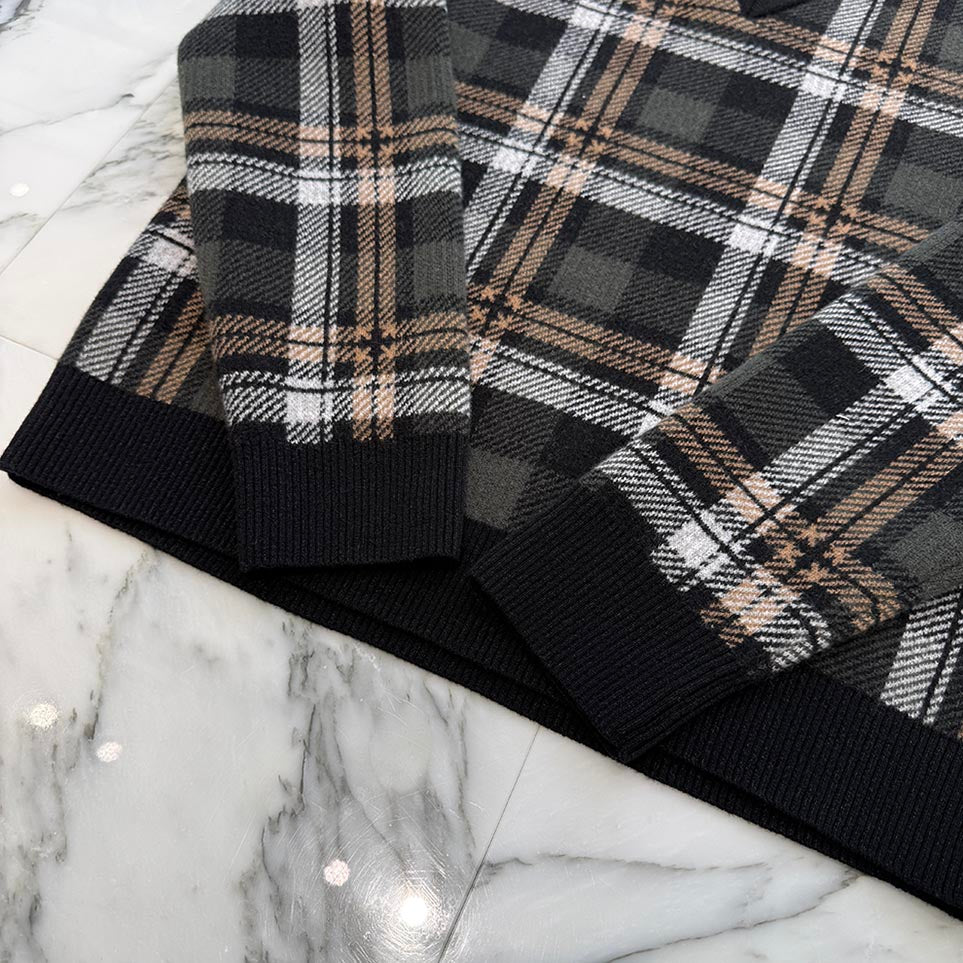 CHROME HEARTS CH Plus Check Cashmere Knit Sweater Size XL クロムハ－ツ CHプラス カシミヤ ニット セーター サイズXL
