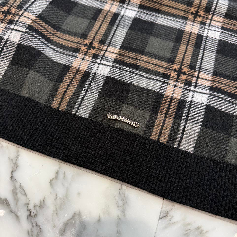 CHROME HEARTS CH Plus Check Cashmere Knit Sweater Size XL クロムハ－ツ CHプラス カシミヤ ニット セーター サイズXL
