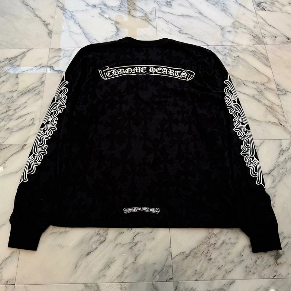 CHROME HEARTS 2024SS Graveyard Cemetery Cross Long Sleeve Tee Size XL クロムハーツ グレイブヤード セメタリークロス ロングスリーブTシャツ 総柄 サイズXL