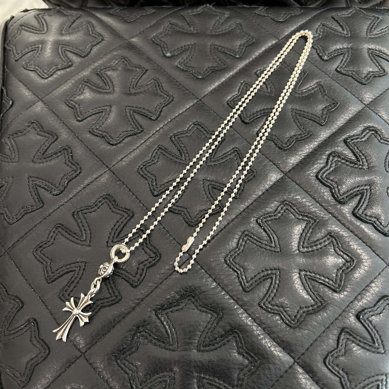 CHROME HEARTS 1 Ball Tiny Cross Charm Ball Chain Necklace クロムハーツ 1ボール タイニークロスチャーム ボールチェーンネックレス