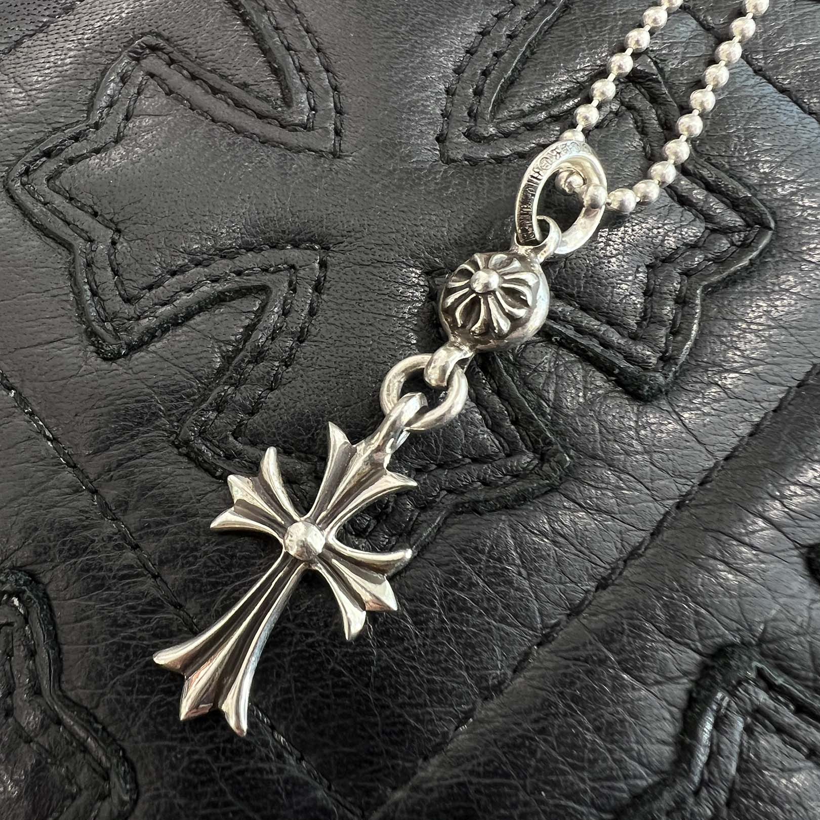 CHROME HEARTS 1 Ball Tiny Cross Charm Ball Chain Necklace クロム