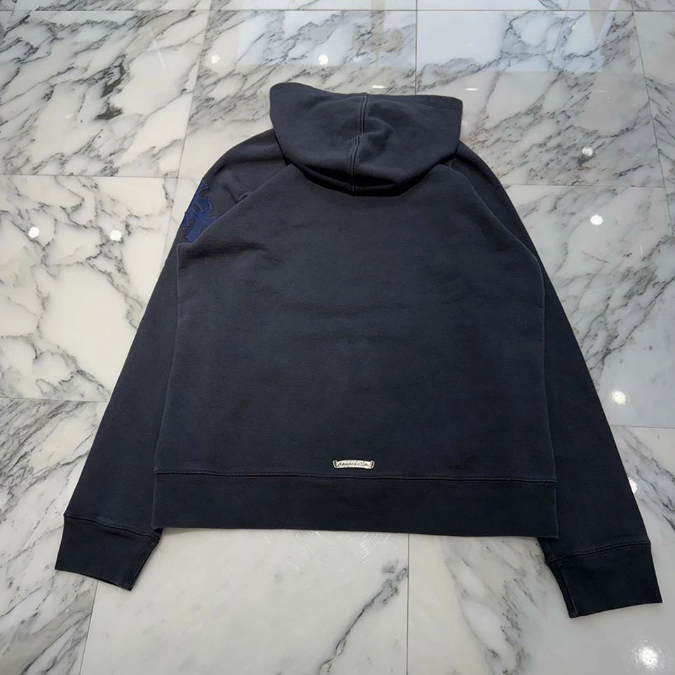 CHROME HEARTS Y NOT Triple Cross Leather Patch Pullover Hoodie Size L クロムハーツ ワイノット トリプスクロス レザーパッチ プルオーバーフーディ サイズL