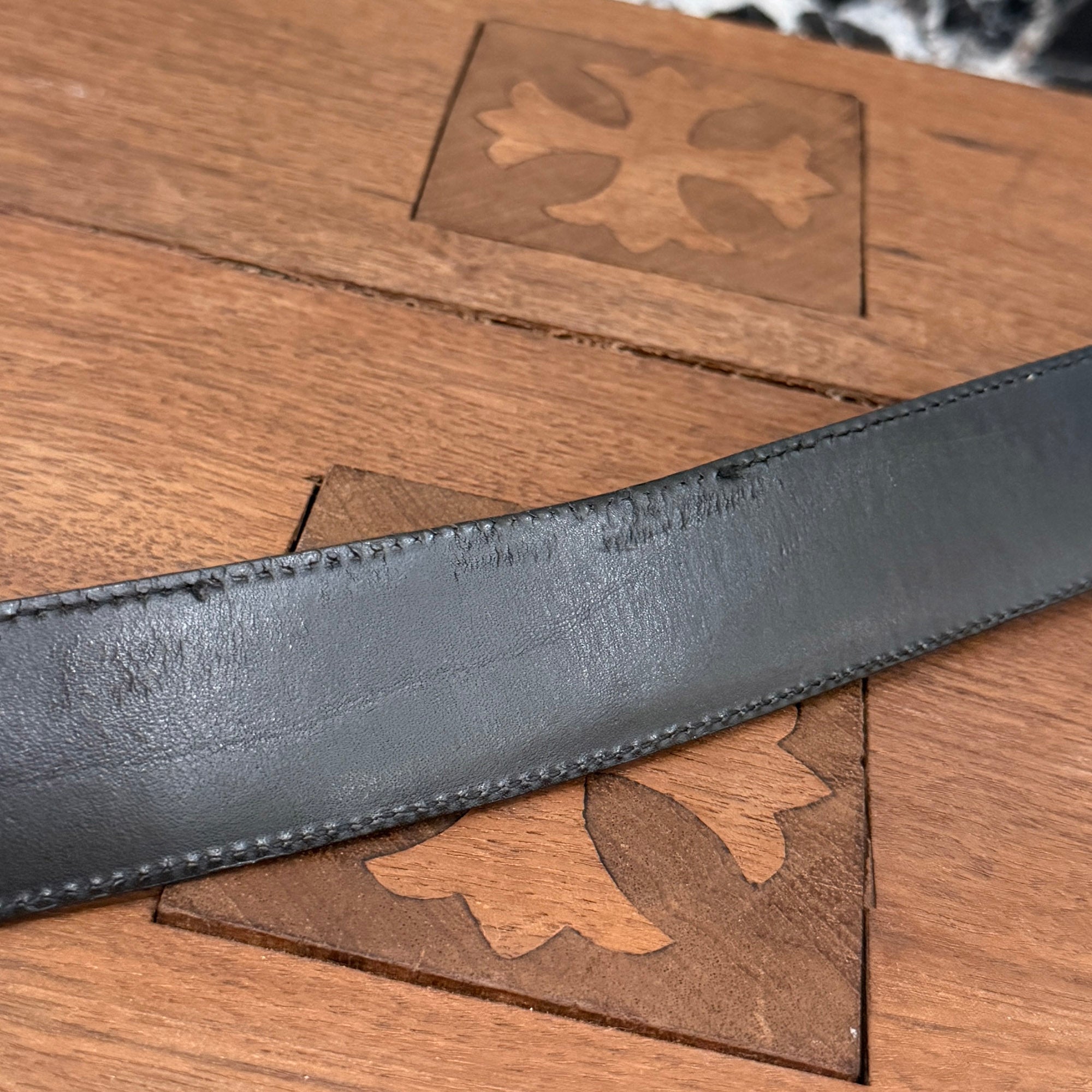 CHROME HEARTS 1.5 STRAP Horseshoe Rivet Leather Belt Size 36 クロムハーツ 1.5ストラップ ホースシューリベット レザーベルト サイズ36