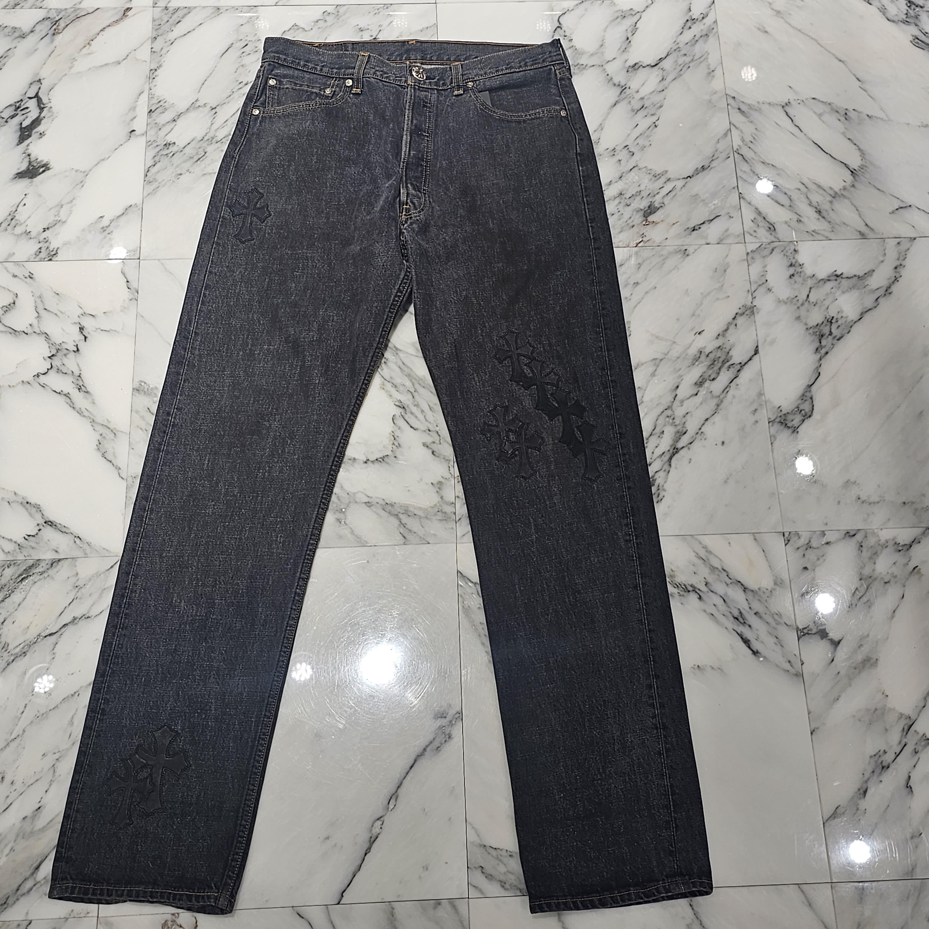 CHROME HEARTS × Levi's 501 VNTG Cross Leather Patch Denim